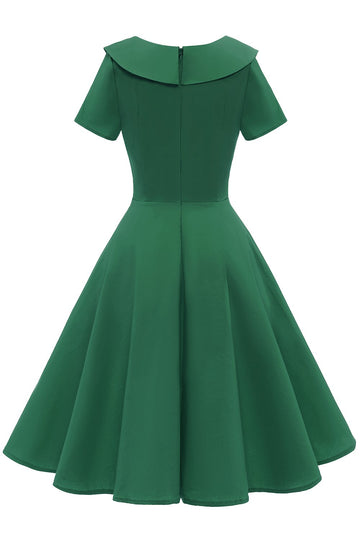 Vestido verde peterpans collar vintage 1950s